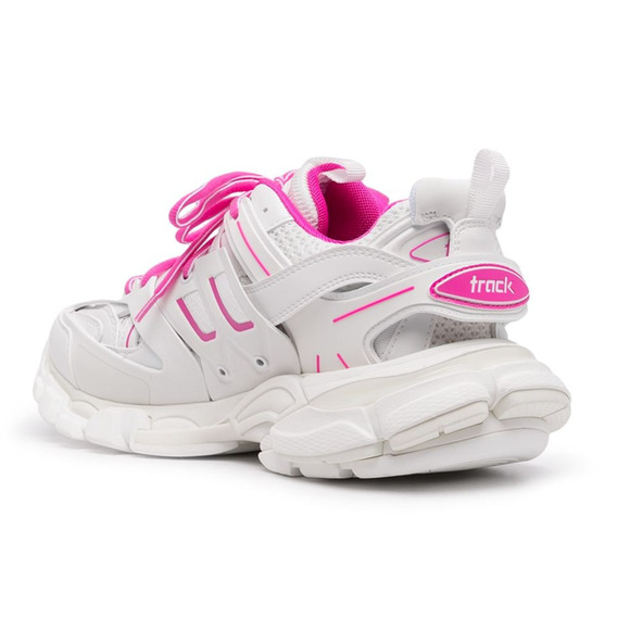 Balenciaga Track Sneaker Pink White Lace Up Tie Low Top Platform Flat Trainer 40 - Picture 8 of 12